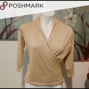 New York & Co. Gold Lurex Surplice Sweater XL
